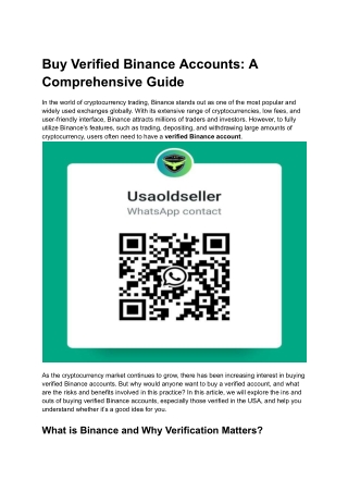 Buy Verified Binance Accounts_ A Comprehensive Guide
