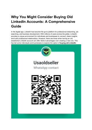 why you might consider buying old linkedin