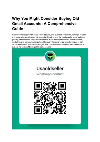 Why You Might Consider Buying Old Gmail Accounts_ A Comprehensive Guide