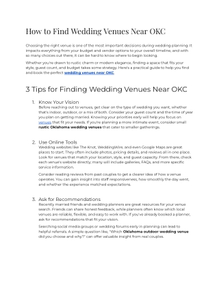 How to Find Wedding Venues Near OKC