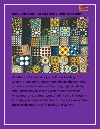 Your Guide to the Top Tiles Shops Perth Has to Offer