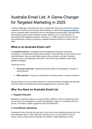 Australia Email List: A Game-Changer for Targeted Marketing in 2025