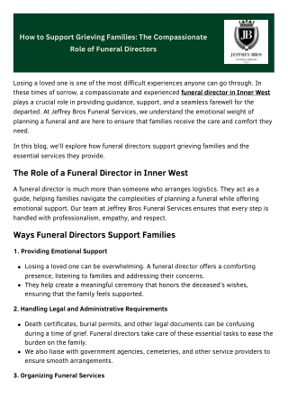 How to Support Grieving Families The Compassionate Role of Funeral Directors