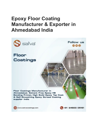 Epoxy Floor Coating Manufacturer & Exporter in Ahmedabad India
