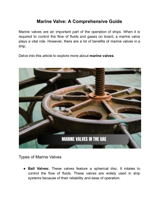 marine valve a comprehensive guide