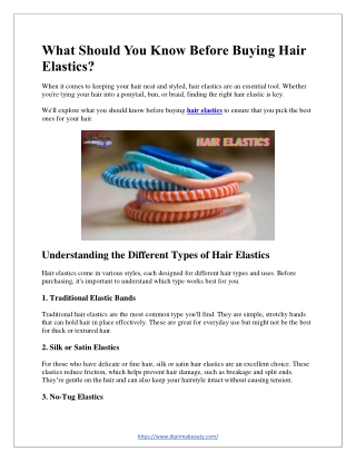 What Should You Know Before Buying Hair Elastics