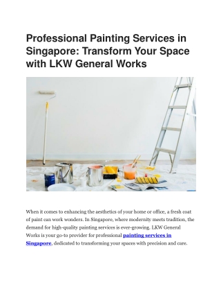 LKW General Works - Top-Quality Painting Services in Singapore