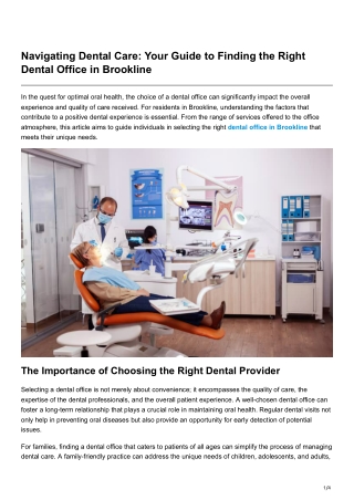 Navigating Dental Care Your Guide to Finding the Right Dental Office in Brookline