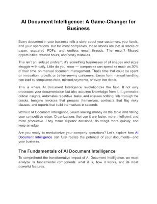 ai document intelligence a game changer