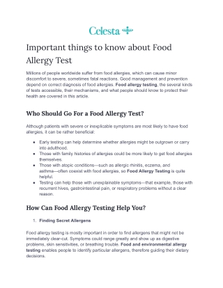Important things to know about Food Allergy Test