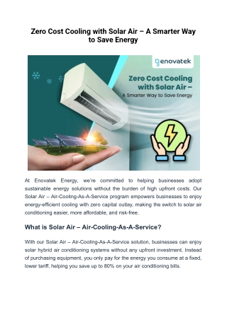 zero cost cooling with solar air a smarter