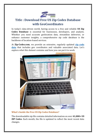 Download Free US Zip Codes Database with GeoCoordinates
