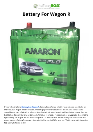 Battery For Wagon R