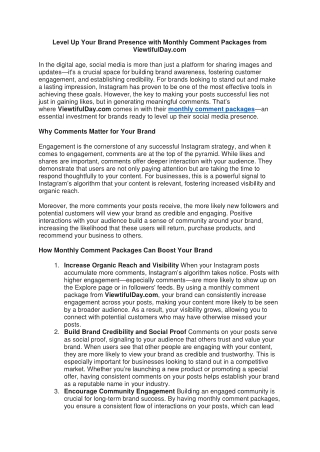 Level Up Your Brand Presence with Monthly Comment Packages from ViewtifulDay