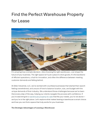 Find the Perfect Warehouse Property for Lease