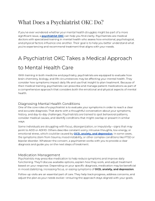what does a psychiatrist okc do