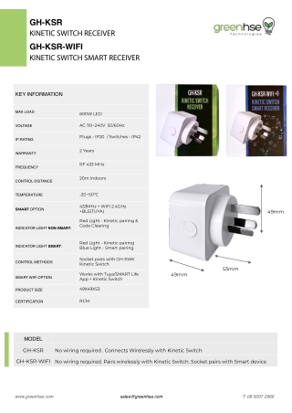 gh ksr kinetic switch receiver