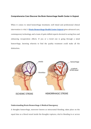 Comprehensive Care Discover the Brain Hemorrhage Health Center in Gujarat