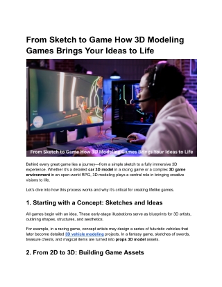 From Sketch to Game How 3D Modeling Brings Your Game Ideas to Life