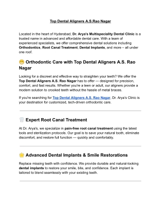 Top Dental Aligners A.S.Rao Nagar