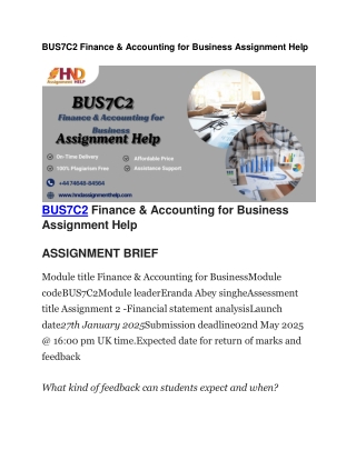 bus7c2 finance accounting for business assignment