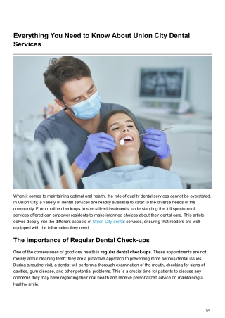 Everything You Need to Know About Union City Dental Services