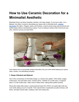how to use ceramic decoration for a minimalist