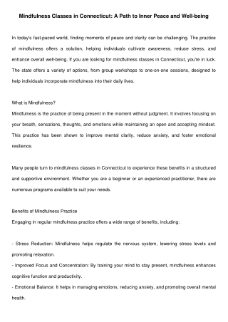 mindfulness classes in connecticut a path