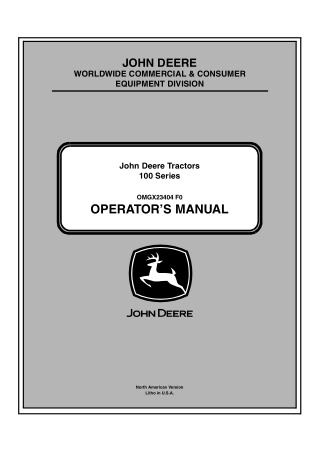 John Deere LA175 Lawn Tractors Operator’s Manual Instant Download (PIN300001-) (Publication No. OMGX23404)