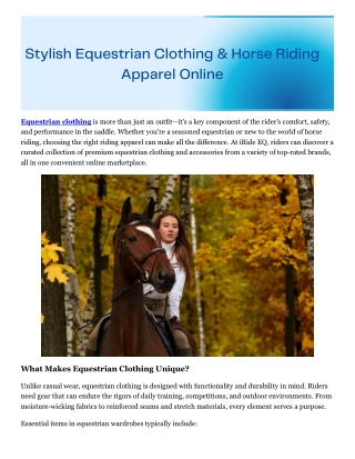 Horse riding apparel