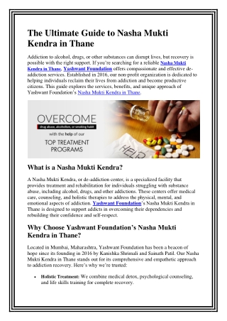 the ultimate guide to nasha mukti kendra in thane