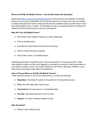 Where to Sell My Old Mobile Phones – Get the Best Value with Smartdeal