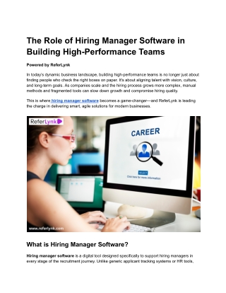 the role of hiring manager software in building