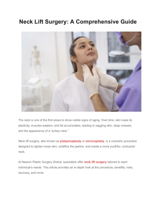 Neck Lift Surgery: A Comprehensive Guide