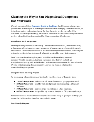 clearing the way in san diego socal dumpsters