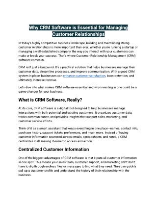 why crm software is essential for managing