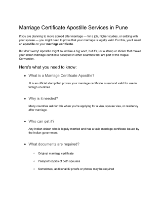 Professional Marriage Certificate Apostille Services in Pune