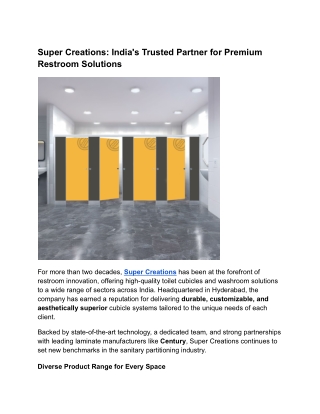Super Creations_ India's Trusted Partner for Premium Restroom Solutions