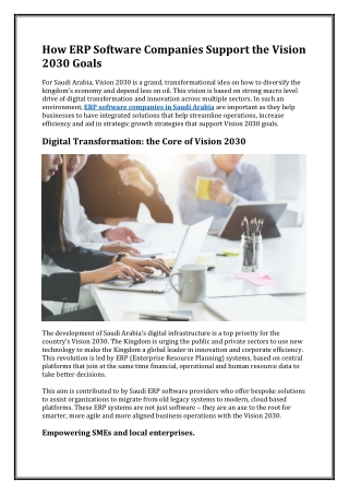 How ERP Software Companies Support the Vision 2030 Goals