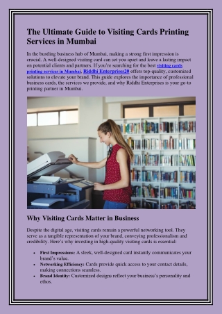Visiting Cards Printing Services in Mumbai