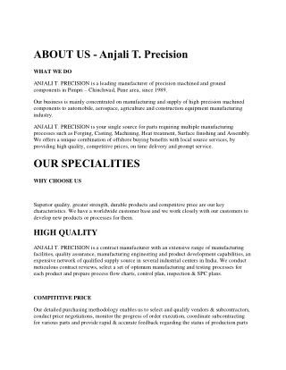 about us anjali t precision