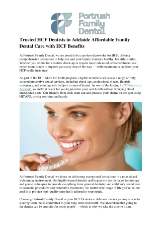 Trusted HCF Dentists in Adelaide Affordable Family Dental Care with HCF Benefits