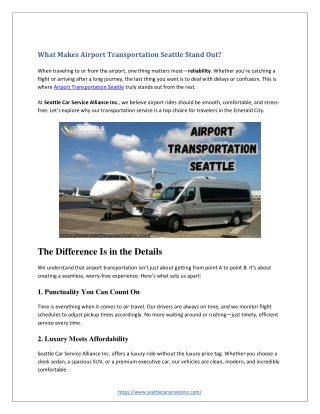 What Makes Airport Transportation Seattle Stand Out