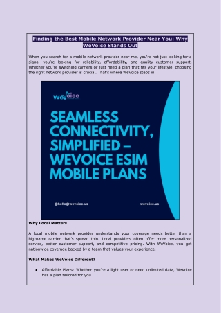 Best Mobile Network Provider Near You | We Voice USA