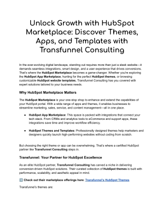 Unlock the Power of HubSpot Marketplace with Transfunnel’s Themes & Templates