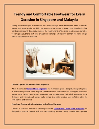 Trendy and Comfortable Footwear for Every Occasion in Singapore and Malaysia (1)
