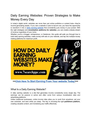 Daily Earning Websites_ Proven Strategies to Make Money Every Day