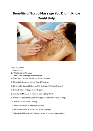 Benefits of Scrub Massage You Didnt know could help