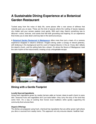 A Sustainable Dining Experience at a Botanical Garden Restaurant