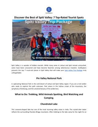 Discover The Best of Spiti Valley: 7 Top-Rated Tourist Spots